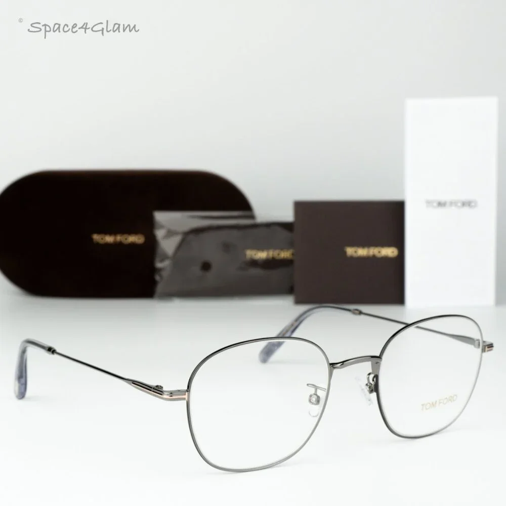 BRAND NEW Tom Ford Women Eyeglasses Gunmetal Blue Block Round FT5790-K/O 008